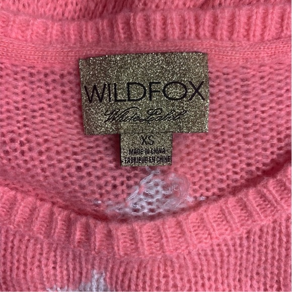 Wildfox White Label Pink Loose Knit Pullover Oversized Star Bright Sweater XS - Picture 8 of 9
